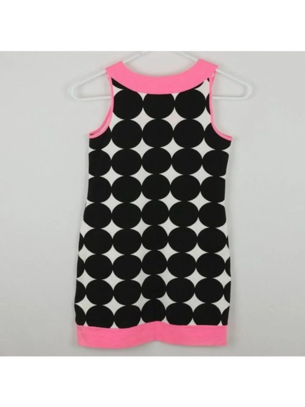 Justice Girls Size 12 Pink Black Polka Dot Sequined Sleeveless Knit Casual Dress